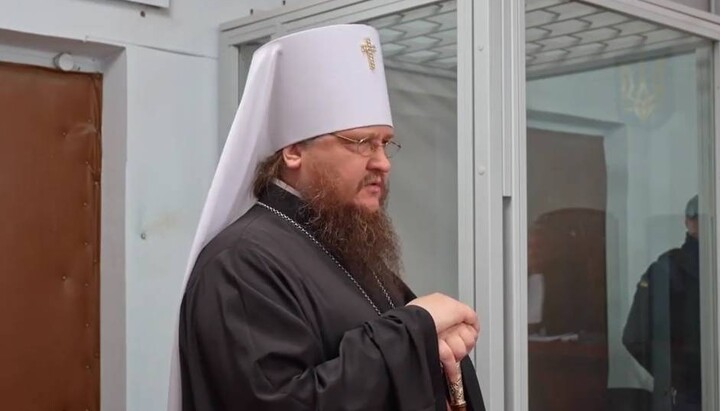 Metropolitan Theodosy of Cherkasy and Kaniv at the court hearing. Photo: a video screenshot of the Facebook page of the Cherkasy Eparchy (UOC)