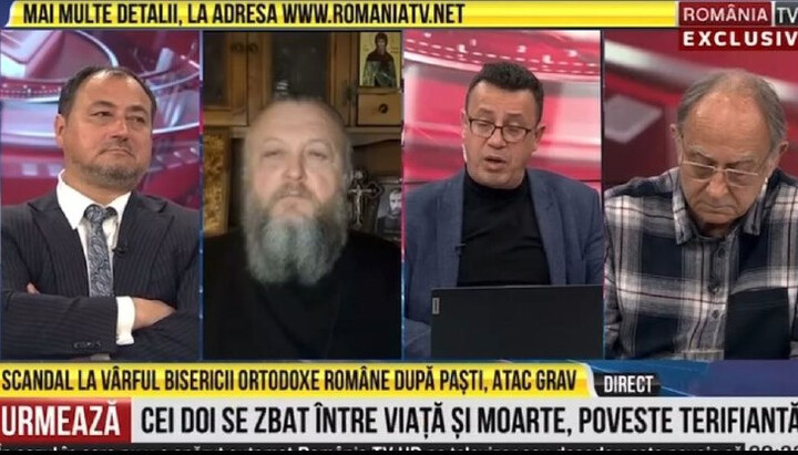 Συζήτηση για την κατάσταση γύρω από την UOC στον αέρα της ρουμανικής τηλεόρασης. Φωτογραφία: στιγμιότυπο οθόνης του βίντεο της Ρουμανίας TV