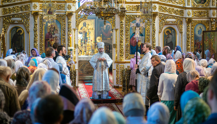 His Beatitude Metropolitan Onuphry during the liturgy at the Ascension (St. Florus) Convent. Photo: news.church.ua