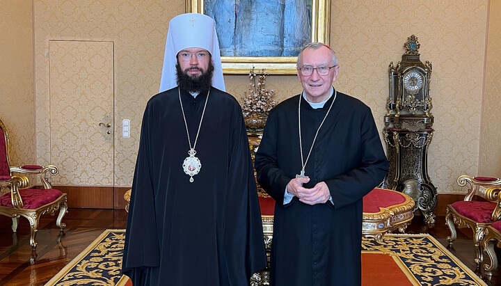 Μητροπολίτης Αντώνιος και ο Υπουργός Εξωτερικών του Βατικανού Πιέτρο Παρολίν. Φωτογραφία: ΤΕΕΣ Πατριαρχείου Μόσχας