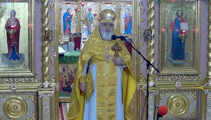 Father Dimitry Sydor. Photo:  a video screenshot of the TG channel of the Holy Cross Cathedral (UOC) in Uzhhorod.
