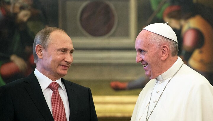 Ο Βλαντίμιρ Πούτιν και ο Πάπας Φραγκίσκος. Φωτογραφία: RBC