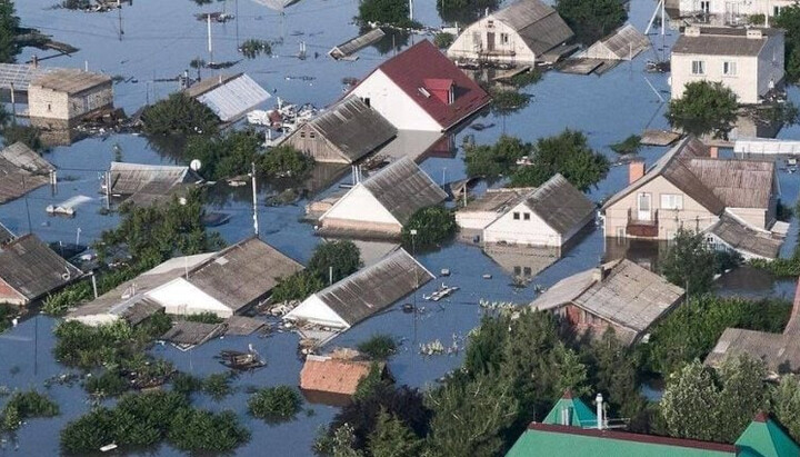 Наводнение в результате подрыва Каховской ГЭС. Фото: pravoslavna.volyn.ua