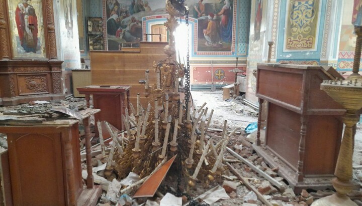 Зруйнований Микільський храм під Волновахою. Фото: t.me/s/zosima_monastery