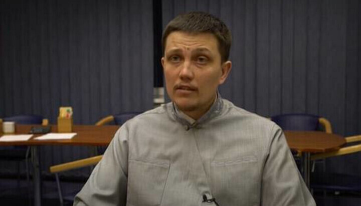 Lawyer of the Kyiv-Pechersk Lavra Archpriest Nikita Chekman. Photo: screenshot of the Pershy Kozatsky video
