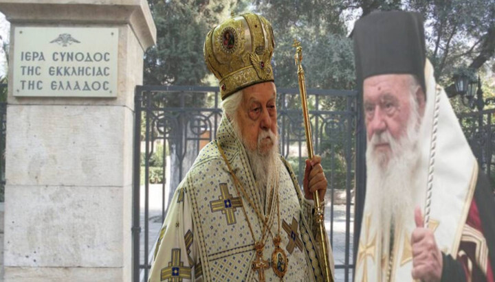 Μητροπολίτης Παραμυθίας Τίτος και ο επικεφαλής της Ελληνικής Εκκλησίας Αρχιεπίσκοπος Ιερώνυμος. Φωτογραφία: vimaorthodoxias.gr