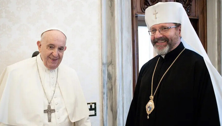 Pope Francis and Sviatoslav Shevchuk. Photo: zaborona.com