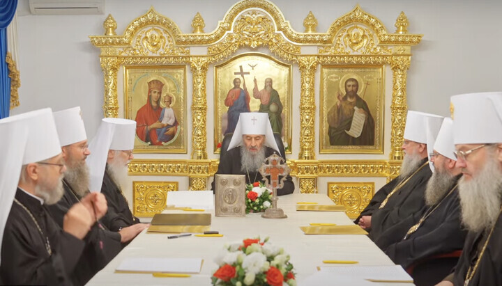 Meeting of the Holy Synod of the UOC. Photo: screenshot of the Ukrainian Orthodox Church YouTube channel