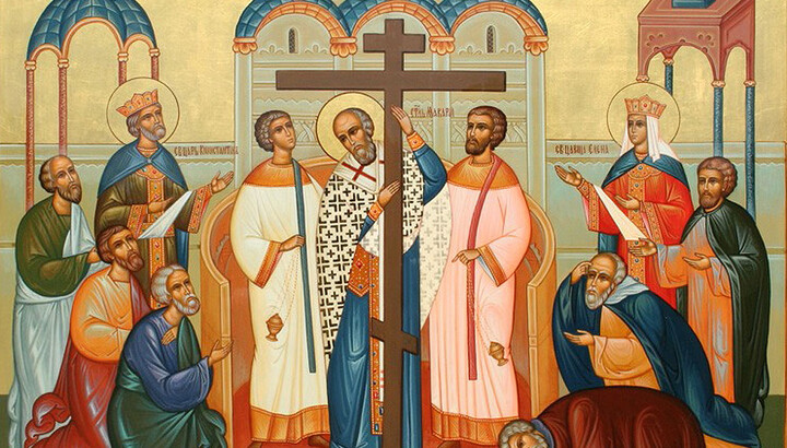 Воздвиження Хреста Господнього, фрагмент ікони. Фото: pravlife.org