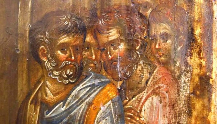 Запевнення Апостола Фоми. Візантійська ікона початку XIV ст. Фрагмент. Фото: fotoload
