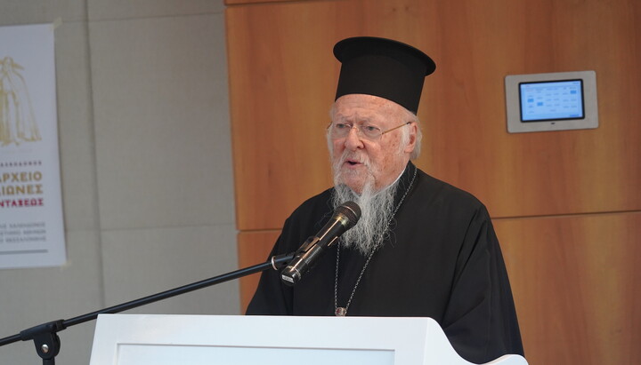 Patriarch Bartholomew at a conference at the Istanbul Hyatt Hotel. Photo: Phanar website