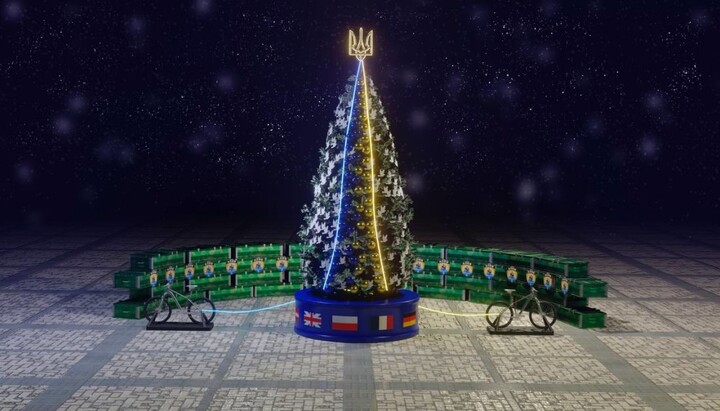 Праздничная елка в Киеве в 2022 году. Фото: BBC