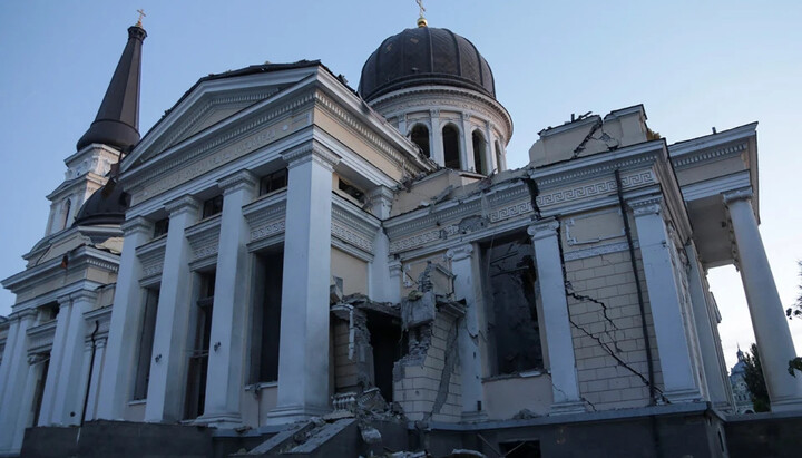 Partially destroyed Transfiguration Cathedral of Odesa. Photo: 