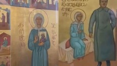В соборе Грузии облили краской икону Матроны Московской со Сталиным