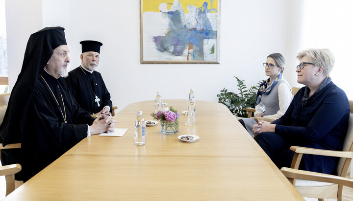Митрополит Еммануїл і новий екзарх Фанара на зустрічі з прем'єром Литви. Фото: orthodoxia.info
