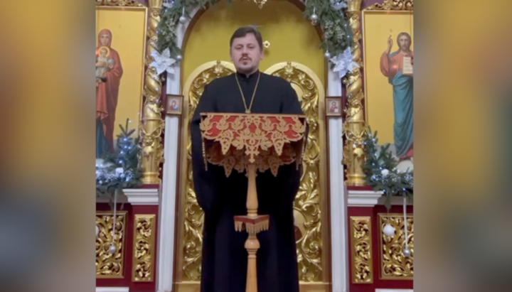 Krasyliv’s priest of the UOC, Fr Vitaly Dunets. Photo: a screenshot of the Khmelnytskyi Eparchy's TG channel