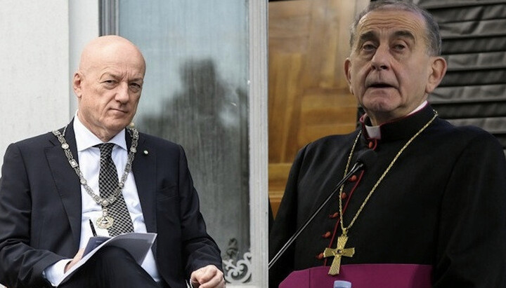 Глава масонів Стефано Бізі та єпископ РКЦ Мілана. Фото: lanuovabq.it
