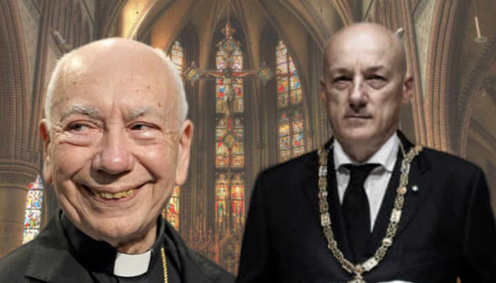 Cardinal Coccopalmerio of Milan and Stefano Bisi, a Freemason of the Grand Lodge of the East. Photo: lifesitenews.com