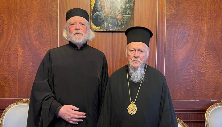 Patriarhul Bartolomeu și Alexei Uminski. Imagine: Canalul Telegram 