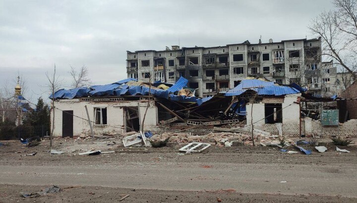 Разрушенный Ильинский храм в Очеретино. Фото: тг-канал Покровского викариатства