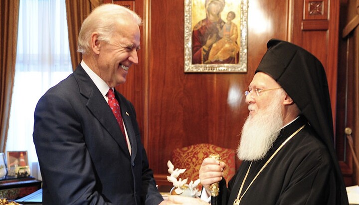 Τζο Μπάιντεν και ο Πατριάρχης Βαρθολομαίος. Φωτογραφία: orthodoxianewsagency