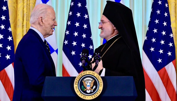 Joe Biden and Archbishop Elpidophoros. Photo: orthodoxianewsagency