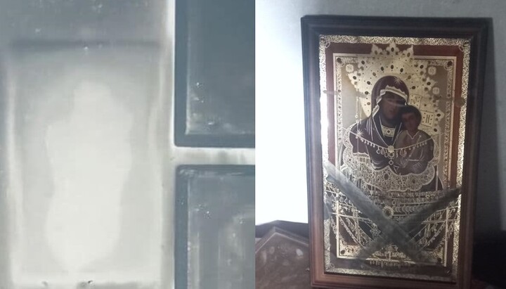 Miracle with a copy of the icon of the Mother of God “Sviatohirska” during the fire in Korobchyne. Photo: UOJ collage