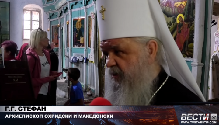 Primate of the Macedonian Orthodox Church Archbishop Stefan of Ohrid. Photo: screenshot of Facebook Tv Star video