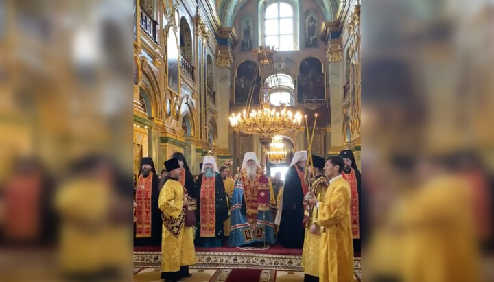 Metropolitan Tikhon of All America and Canada at the Pochaiv Lavra. Photo: screenshot from Mir video