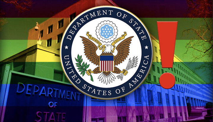 Держдеп на фоні прапору ЛГБТ. Фото: lifesitenews.com