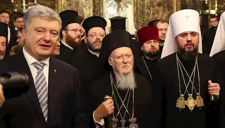 Petro Poroshenko, Patriarch Bartholomew, Epiphanius Dumenko. Photo: Zerkalo Tyzhnia