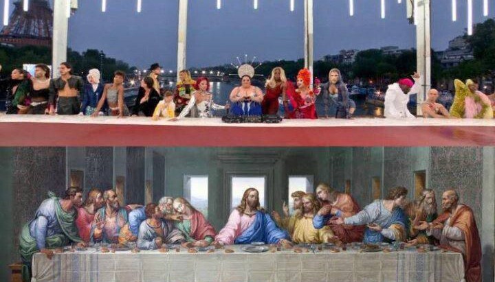 Blasphemous parody of 'The Last Supper' during the opening of the Olympic Games in Paris. Photo from open sources.