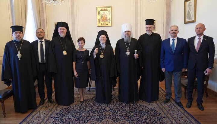 An OP representative, Dumenko, Yelensky and Patriarch Bartholomew in Istanbul on 13 August 2024. Photo: fosfanariou