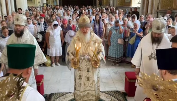 Литургия в Преображенском кафедральном соборе УПЦ Одессы. Фото: Скриншот видео Одесской епархии