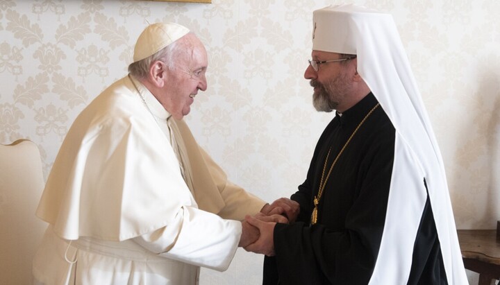 Pope Francis and the head of the UGCC, Sviatoslav Shevchuk. Photo: slovoidilo