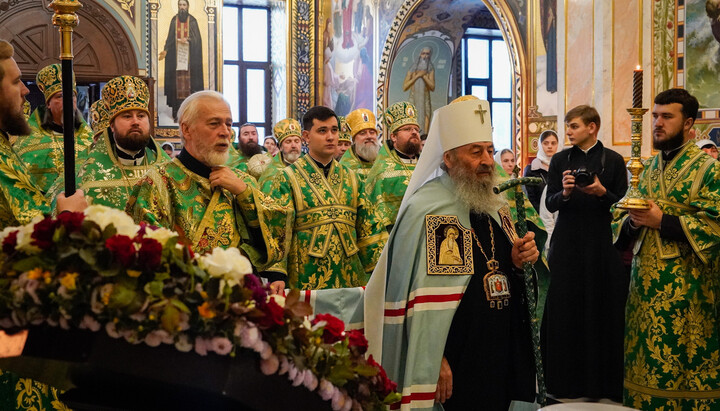 Блаженнейший Митрополит Онуфрий в храме прп. Агапита Печерского. Фото: lavra.ua